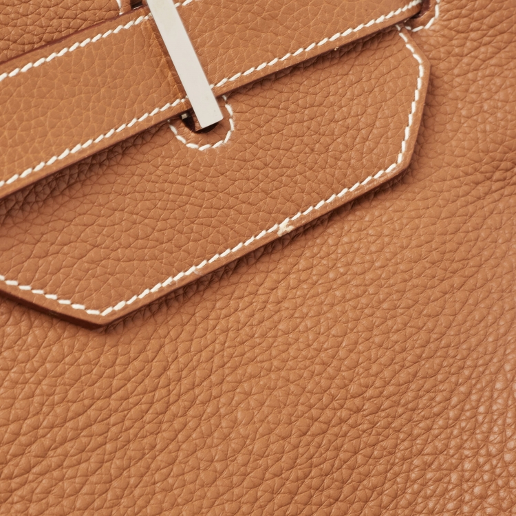 Pre Owned Hermes Gold Togo Leather Palladium Finish Birkin 50 Bag