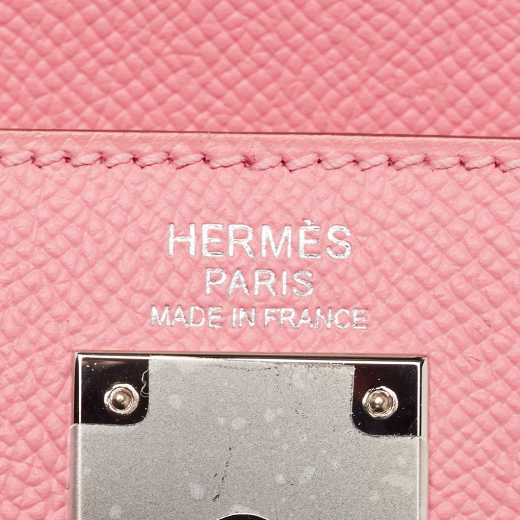 Pre Owned Hermes Rose Confetti Epsom Leather Palladium Finish Kelly Sellier 32 Bag