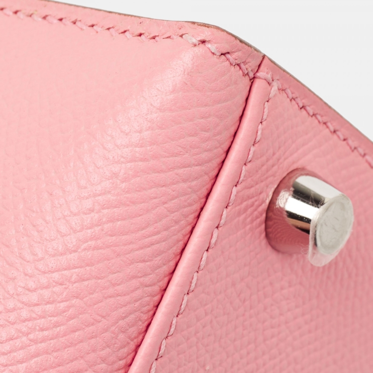 Pre Owned Hermes Rose Confetti Epsom Leather Palladium Finish Kelly Sellier 32 Bag