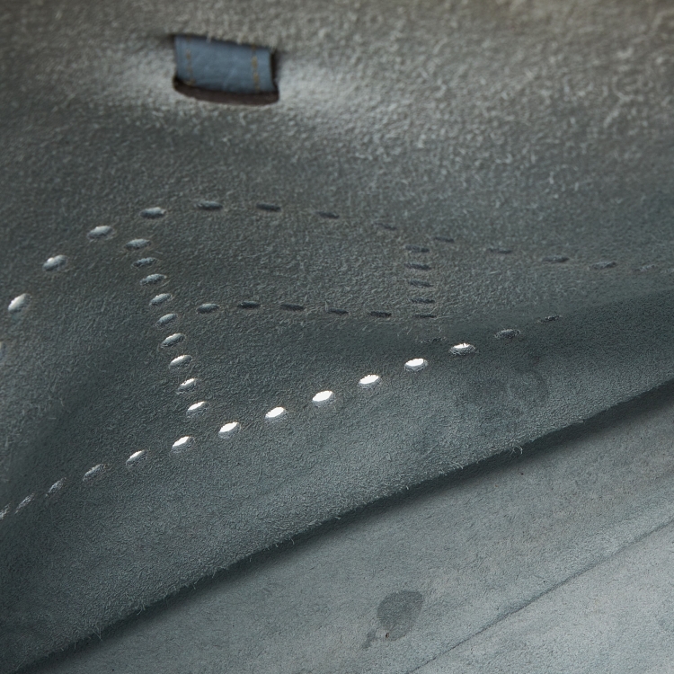 Pre Owned Hermes Blue Lin Togo Leather Evelyne III GM Bag