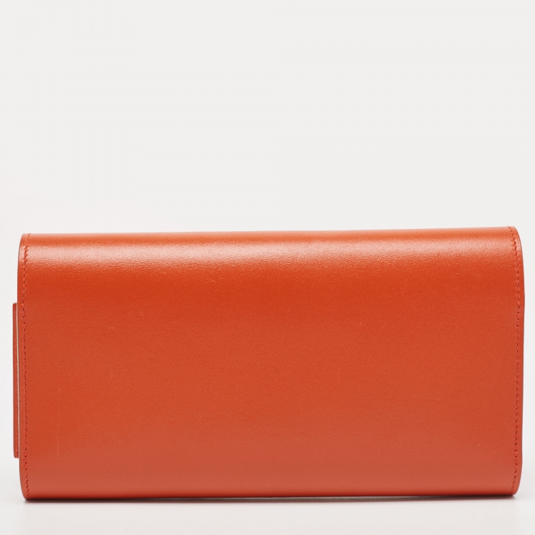 Pre Owned Hermes Sanguine Matte Alligator Mississippiensis and Tadelakt Leather Passant Long Wallet