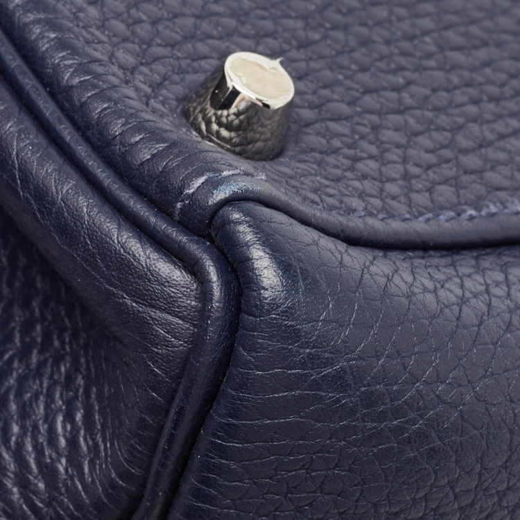 Pre Owned Hermes Bleu Saphir Taurillon Clemence Leather Palladium Finish Kelly Retourne 35 Bag
