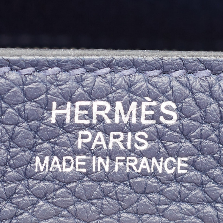 Pre Owned Hermes Bleu Saphir Taurillon Clemence Leather Palladium Finish Kelly Retourne 35 Bag