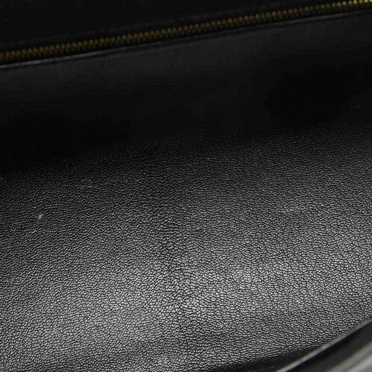 Pre Owned Hermes Noir Epsom Leather Gold Finish Kelly Sellier 25 Bag