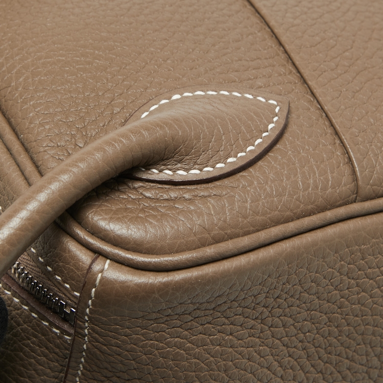 Pre Owned Hermes Taupe Taurillon Clemence Leather Palladium Finish Lindy 26 Bag
