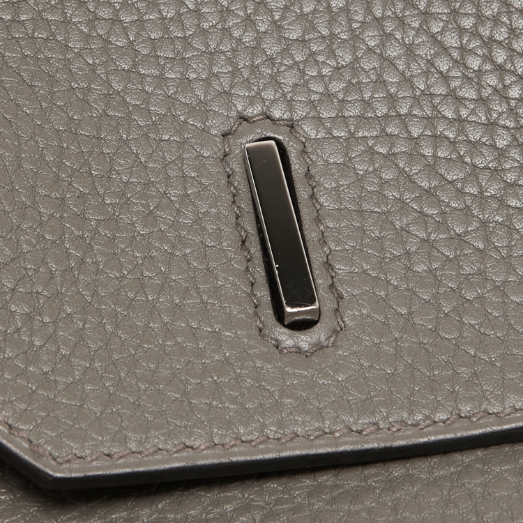 Pre Owned Hermes Etain Taurillon Clemence Palladium Finish Birkin 35 Bag