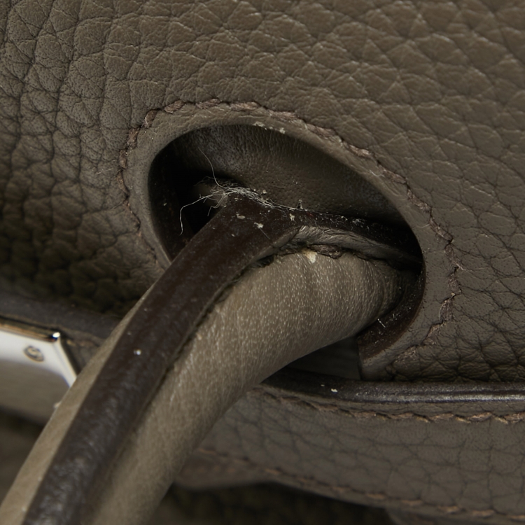 Pre Owned Hermes Etain Taurillon Clemence Palladium Finish Birkin 35 Bag