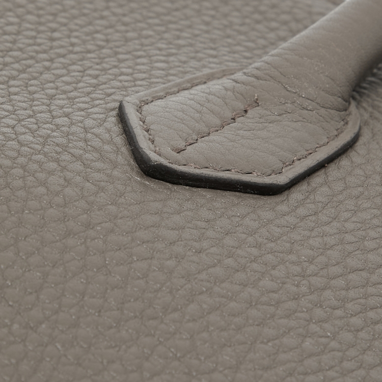 Pre Owned Hermes Etain Taurillon Clemence Palladium Finish Birkin 35 Bag