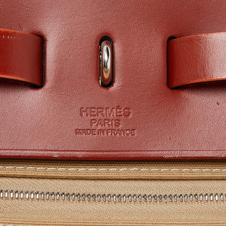 Pre Owned Hermes Cuivre/Trench Vache Hunter and Toile Herbag Zip 39 Bag