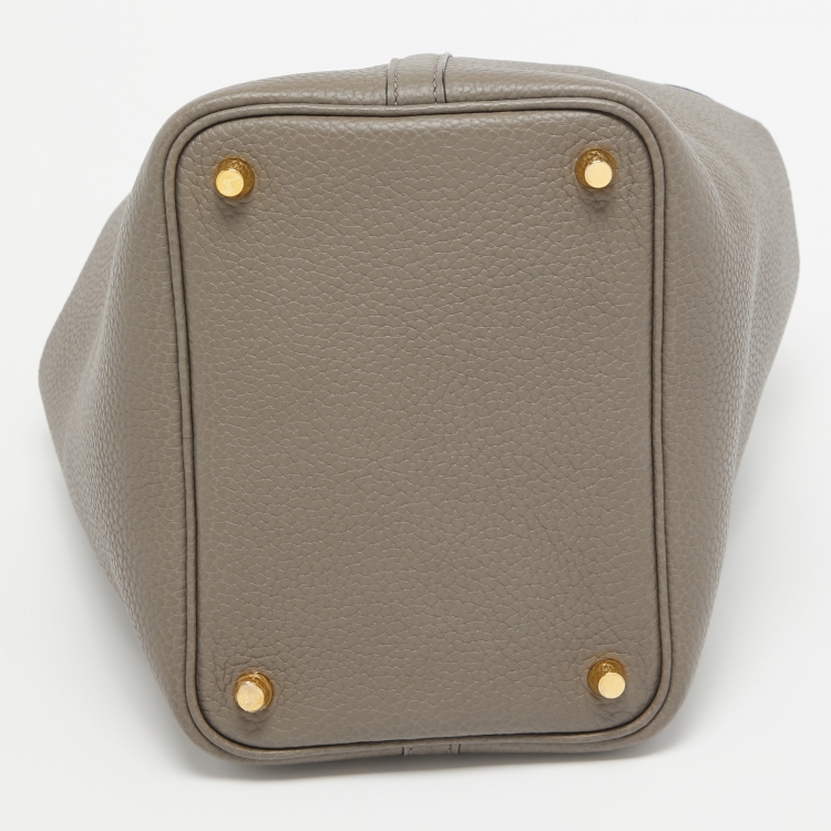 Pre Owned Hermes Etain Taurillon Clemence Leather Picotin Lock 18 Bag