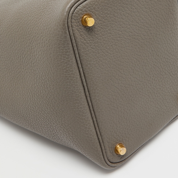 Pre Owned Hermes Etain Taurillon Clemence Leather Picotin Lock 18 Bag