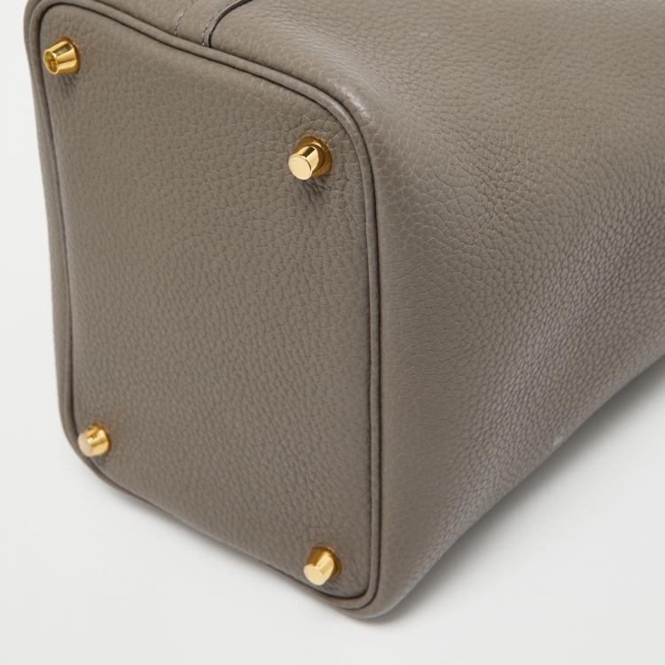 Pre Owned Hermes Etain Taurillon Clemence Leather Picotin Lock 18 Bag