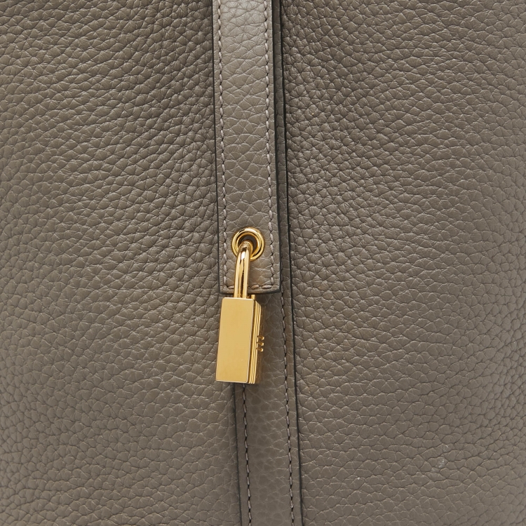 Pre Owned Hermes Etain Taurillon Clemence Leather Picotin Lock 18 Bag