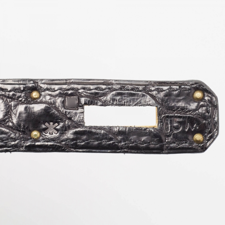 Pre Owned Hermes Black Crocodile Gold Finish Birkin 40 Bag