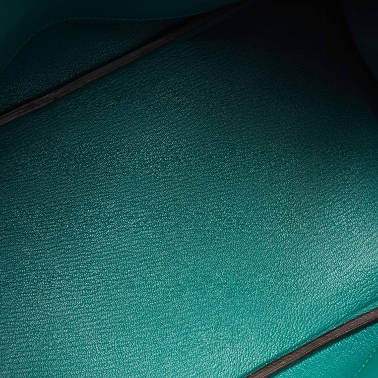Pre Owned Hermès Bleu Zanzibar/Malachite Togo Leather Palladium Finish Birkin 35 Bag