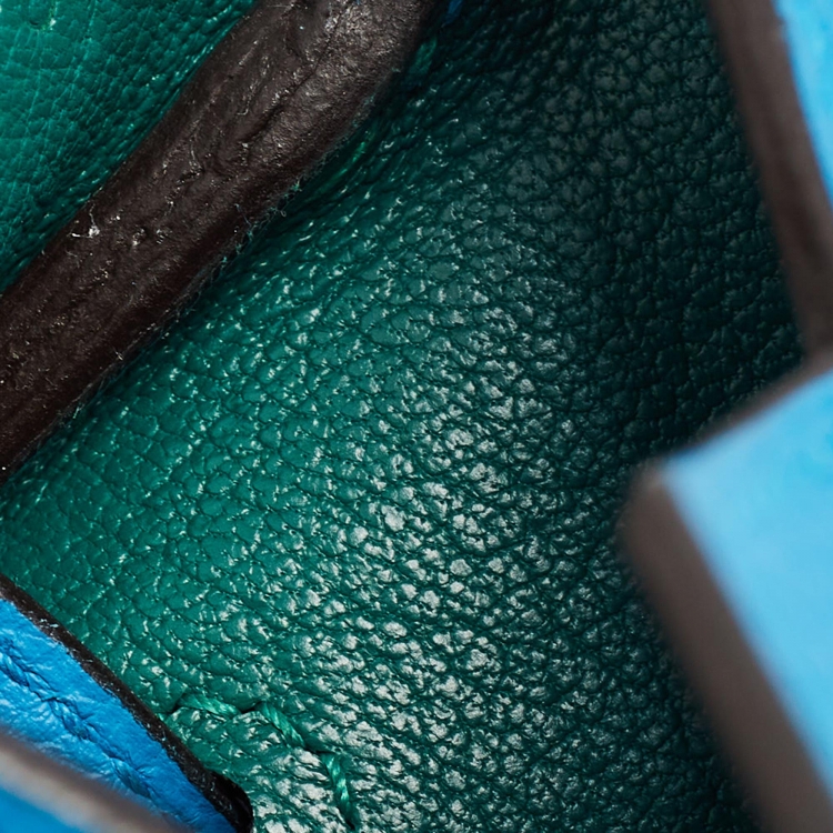 Pre Owned Hermès Bleu Zanzibar/Malachite Togo Leather Palladium Finish Birkin 35 Bag