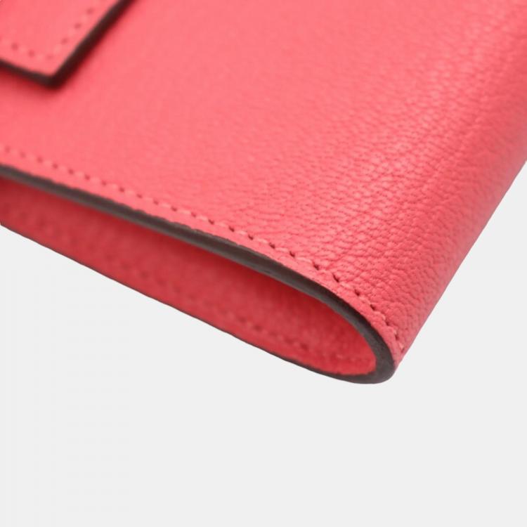 Pre Owned Hermes Rose Azalea Chevre Kelly Long Wallet