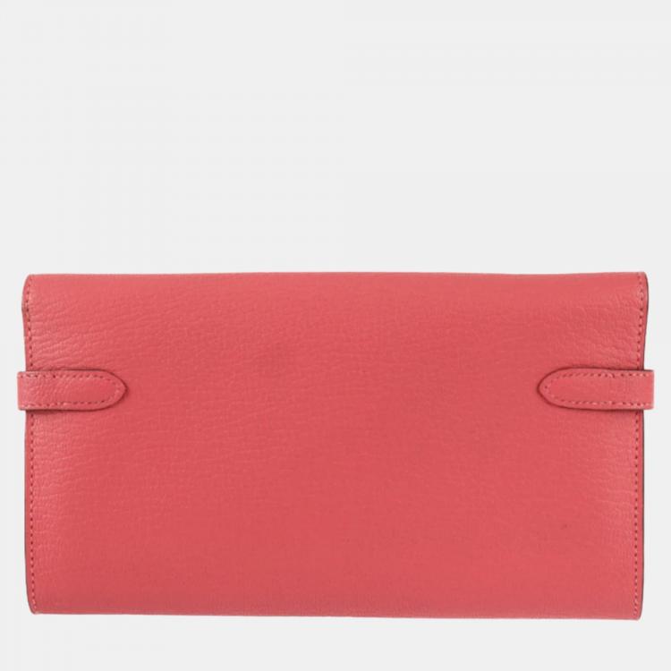 Pre Owned Hermes Rose Azalea Chevre Kelly Long Wallet