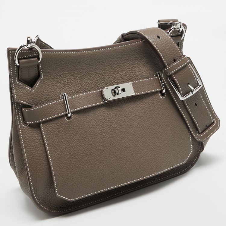مملوكة مسبقًا Hermès  Etoupe Taurillon Clemence Leather Palladium Hardware Jypsiere 31 Bag
