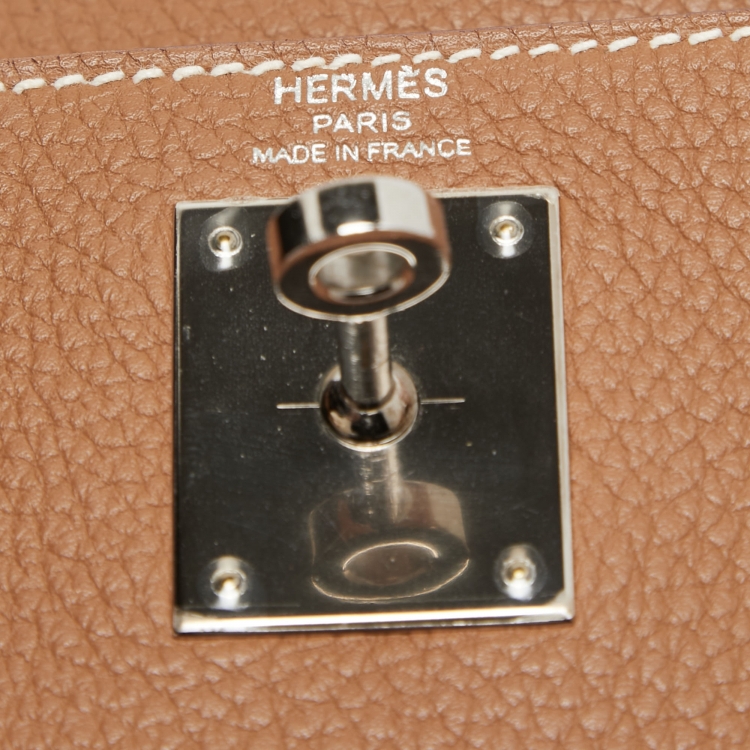 مملوكة مسبقًا Hermès Gold Togo Leather Palladium Finish Kelly Retourne 28 Bag