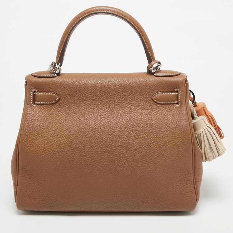 مملوكة مسبقًا Hermès Gold Togo Leather Palladium Finish Kelly Retourne 28 Bag