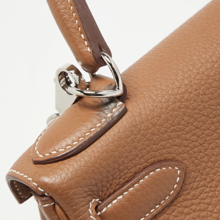 مملوكة مسبقًا Hermès Gold Togo Leather Palladium Finish Kelly Retourne 28 Bag