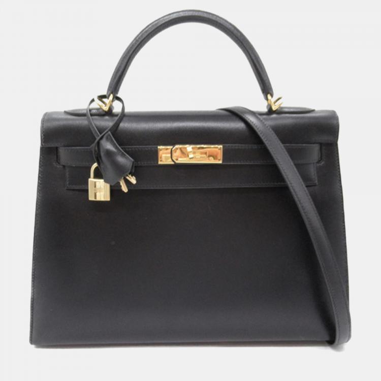 Pre Owned Hermes Black Box Calf Kelly Sellier 32
