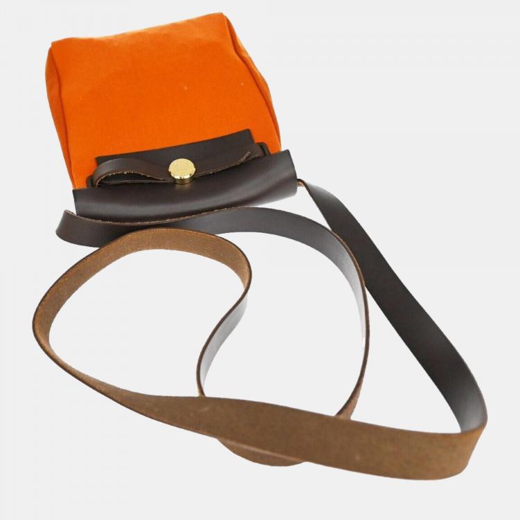 Pre Owned Hermes Orange Canvas Herbag shoulder bag