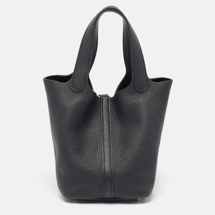 Pre Owned Hermès Noir Taurillon Clemence Leather Picotin Lock 18 Bag