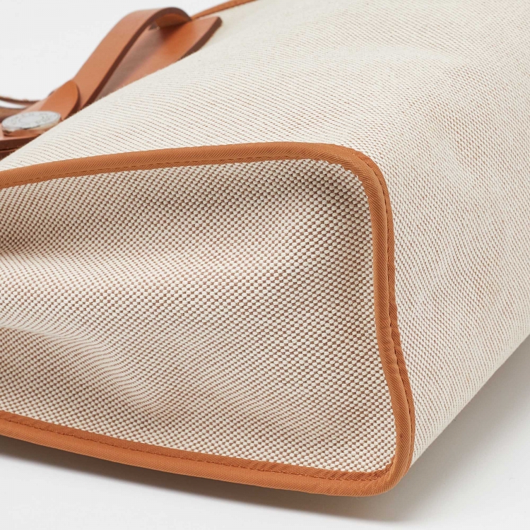 Pre Owned Hermes Naturel Vache Hunter Leather and Toile Canvas Herbag Zip 31 Bag