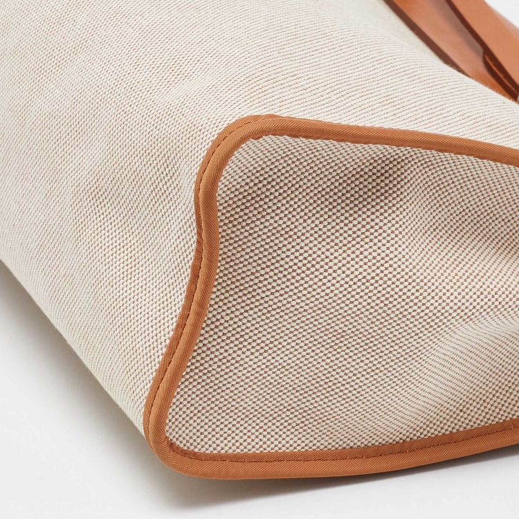 Pre Owned Hermes Naturel Vache Hunter Leather and Toile Canvas Herbag Zip 31 Bag