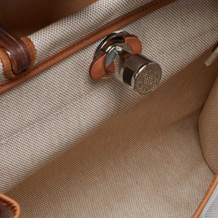 Pre Owned Hermes Naturel Vache Hunter Leather and Toile Canvas Herbag Zip 31 Bag