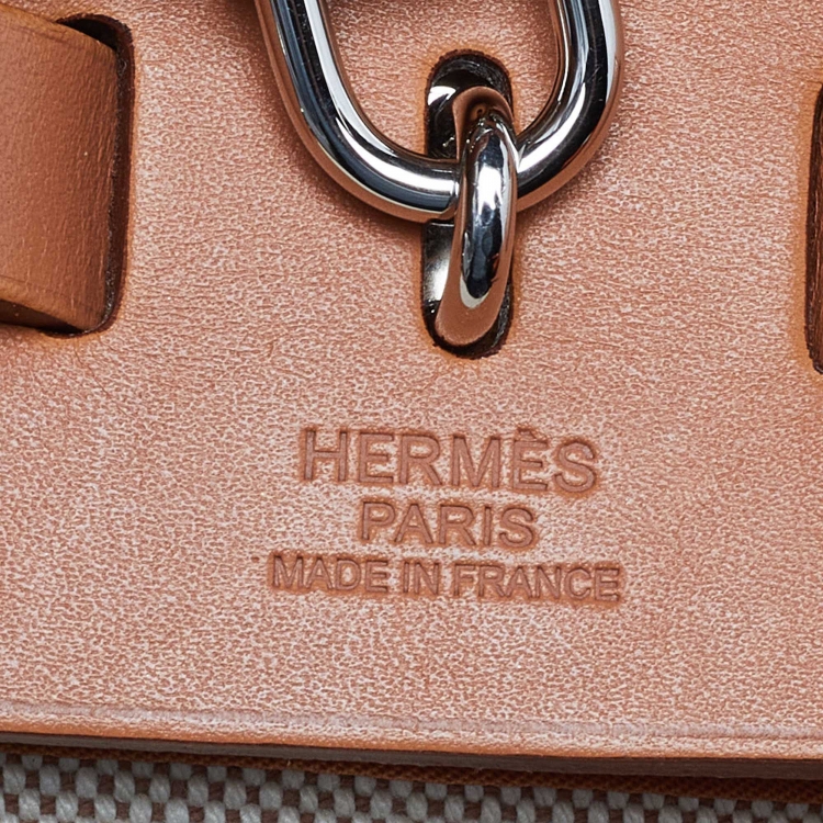 Pre Owned Hermes Naturel Vache Hunter Leather and Toile Canvas Herbag Zip 31 Bag