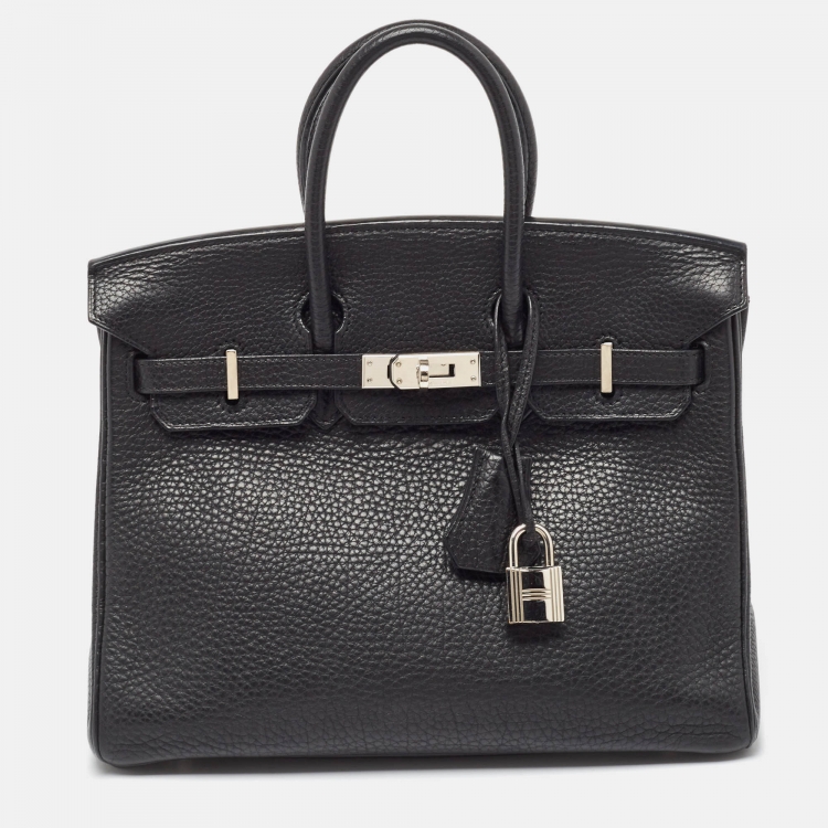 مملوكة مسبقًا Hermes Black Togo Leather Palladium Finish Birkin 25 Bag