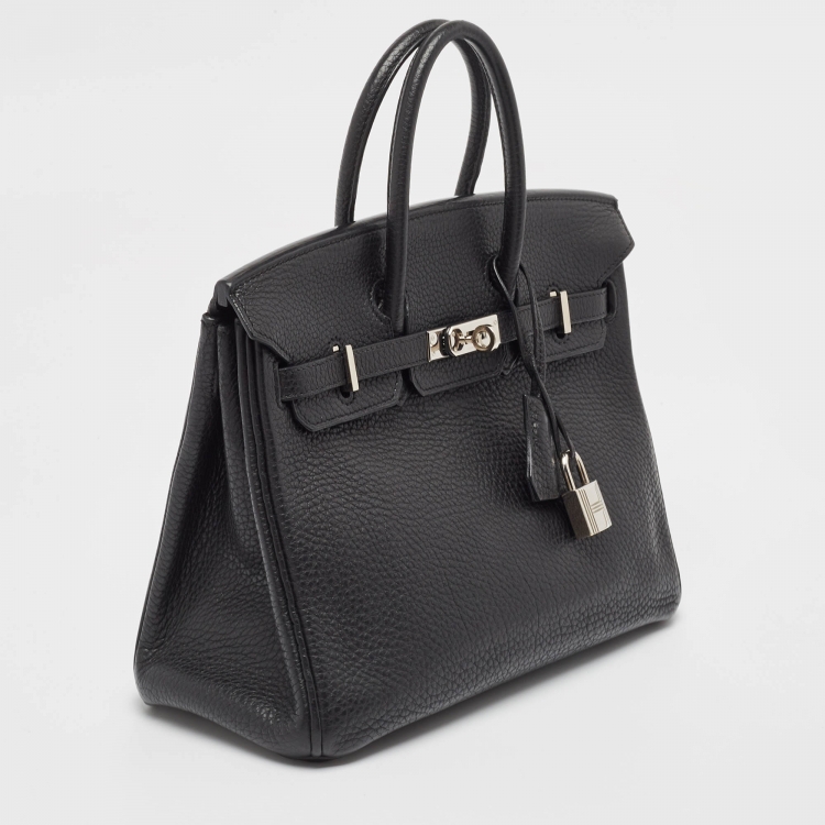 مملوكة مسبقًا Hermes Black Togo Leather Palladium Finish Birkin 25 Bag
