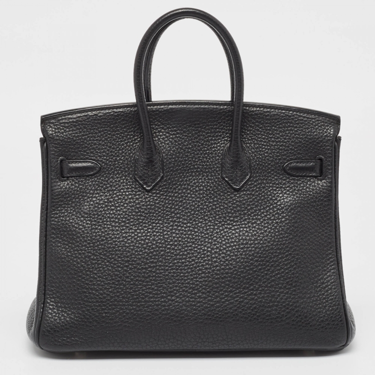 مملوكة مسبقًا Hermes Black Togo Leather Palladium Finish Birkin 25 Bag