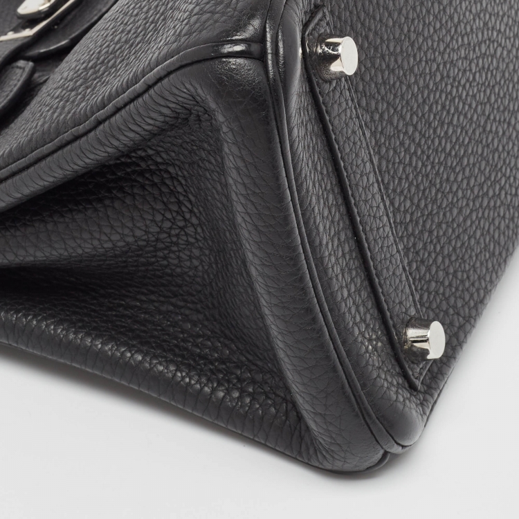مملوكة مسبقًا Hermes Black Togo Leather Palladium Finish Birkin 25 Bag