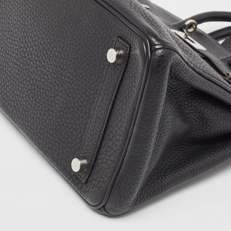 مملوكة مسبقًا Hermes Black Togo Leather Palladium Finish Birkin 25 Bag