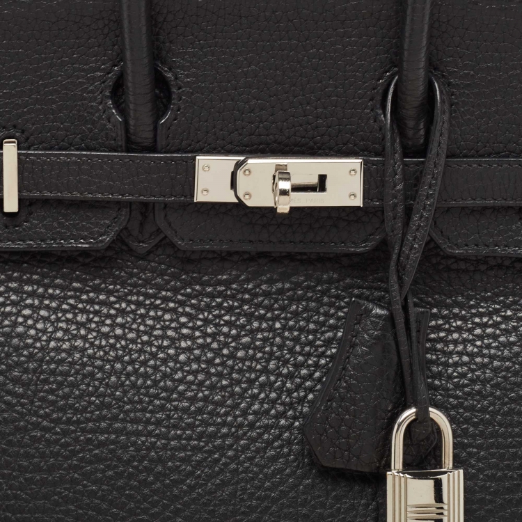 مملوكة مسبقًا Hermes Black Togo Leather Palladium Finish Birkin 25 Bag