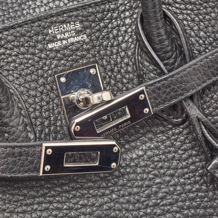 مملوكة مسبقًا Hermes Black Togo Leather Palladium Finish Birkin 25 Bag