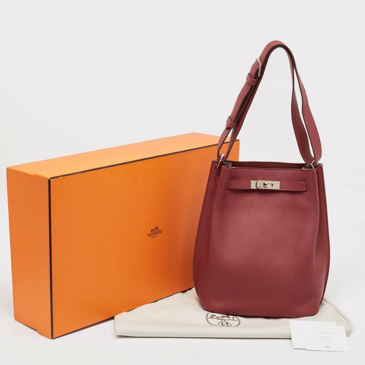 Pre Owned Hermès Rouge Grenat Togo Leather So Kelly 22 Bag
