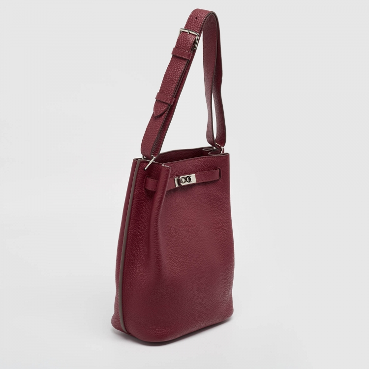 Pre Owned Hermès Rouge Grenat Togo Leather So Kelly 22 Bag