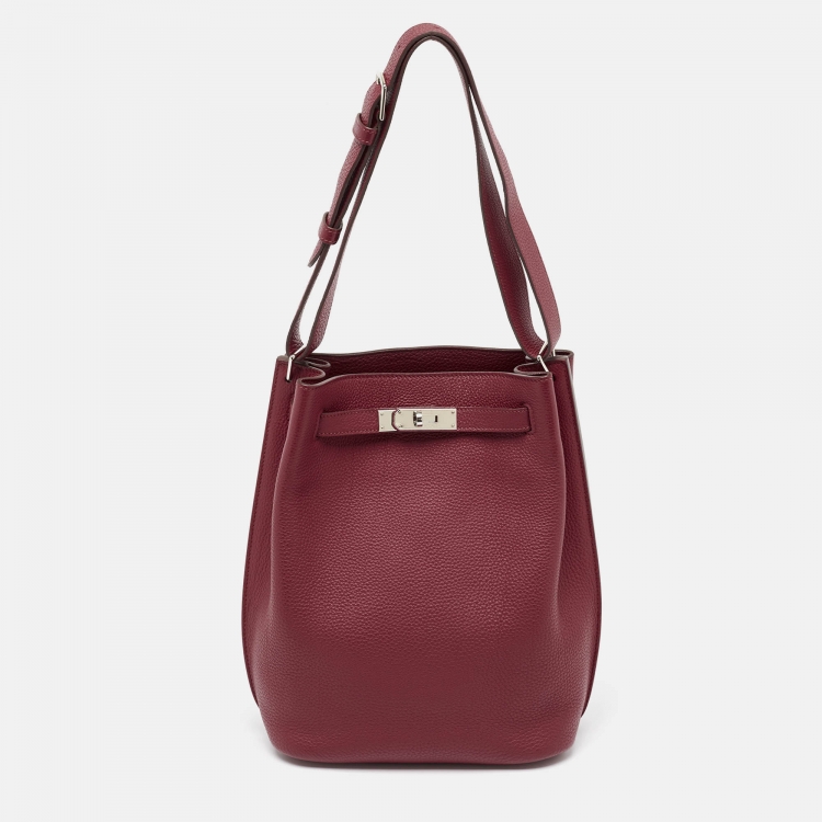 Pre Owned Hermès Rouge Grenat Togo Leather So Kelly 22 Bag