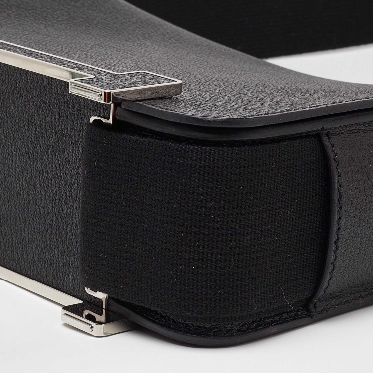 Pre Owned Hermes Black Chevre Mysore Leather Geta Bag  