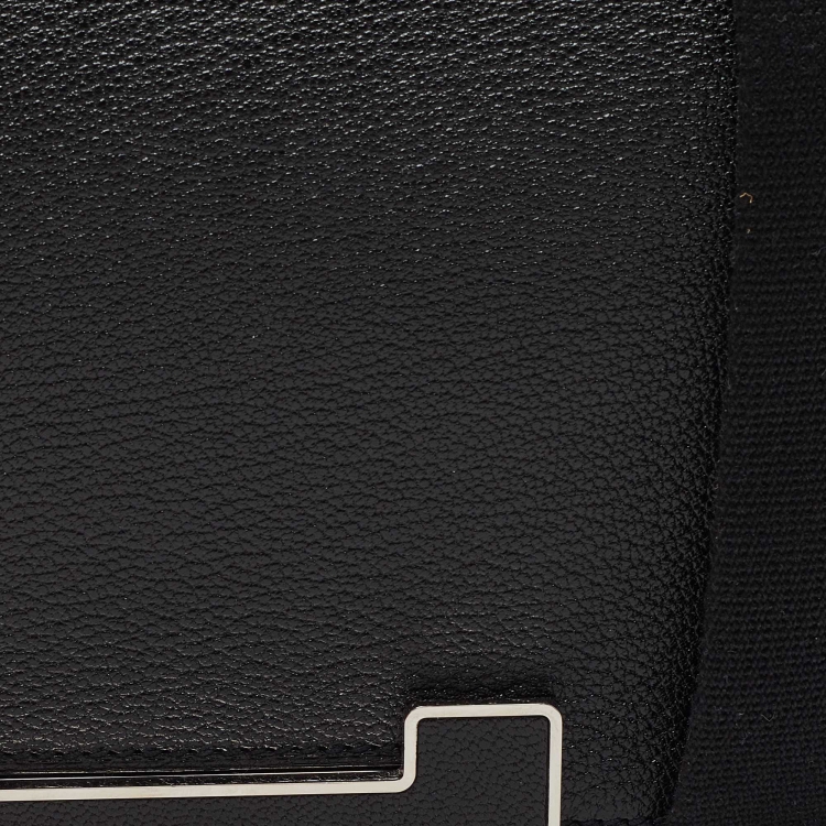 Pre Owned Hermes Black Chevre Mysore Leather Geta Bag  
