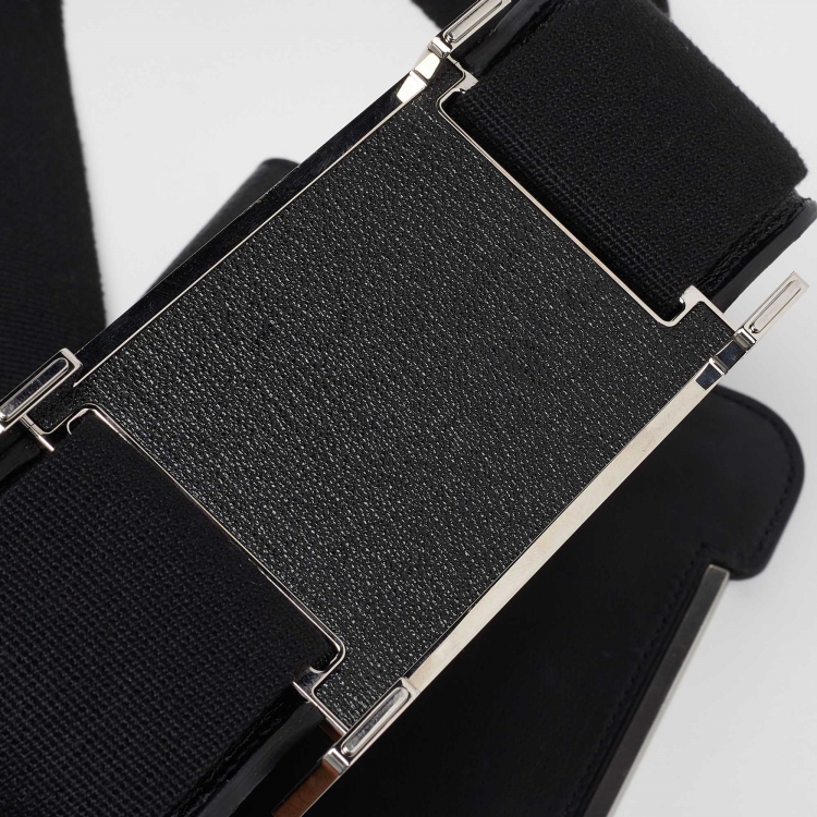 Pre Owned Hermes Black Chevre Mysore Leather Geta Bag  