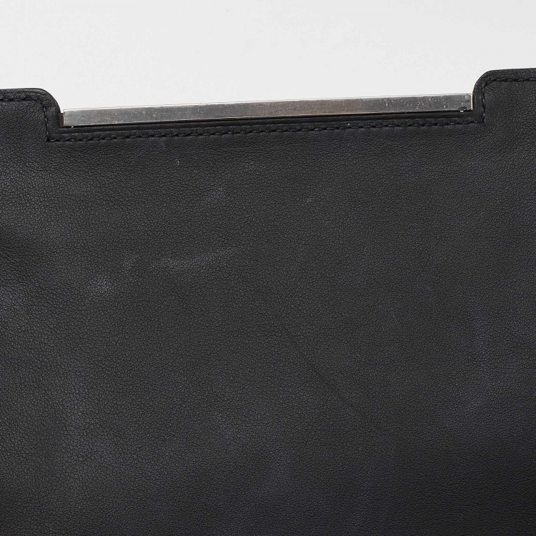 Pre Owned Hermes Black Chevre Mysore Leather Geta Bag  