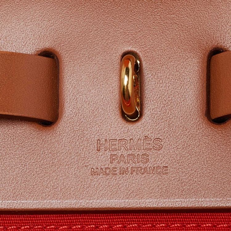 مملوكة مسبقًا Hermes Rouge H/Fauve Canvas and Leather Herbag Zip 31 Bag