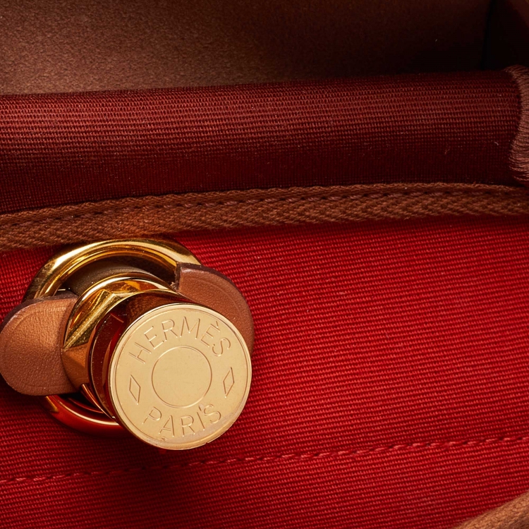 مملوكة مسبقًا Hermes Rouge H/Fauve Canvas and Leather Herbag Zip 31 Bag