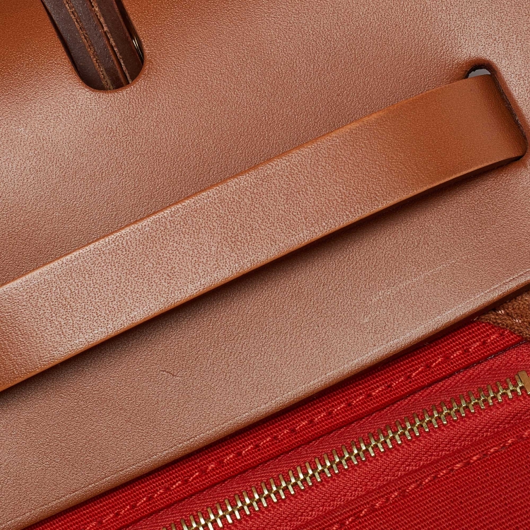 مملوكة مسبقًا Hermes Rouge H/Fauve Canvas and Leather Herbag Zip 31 Bag